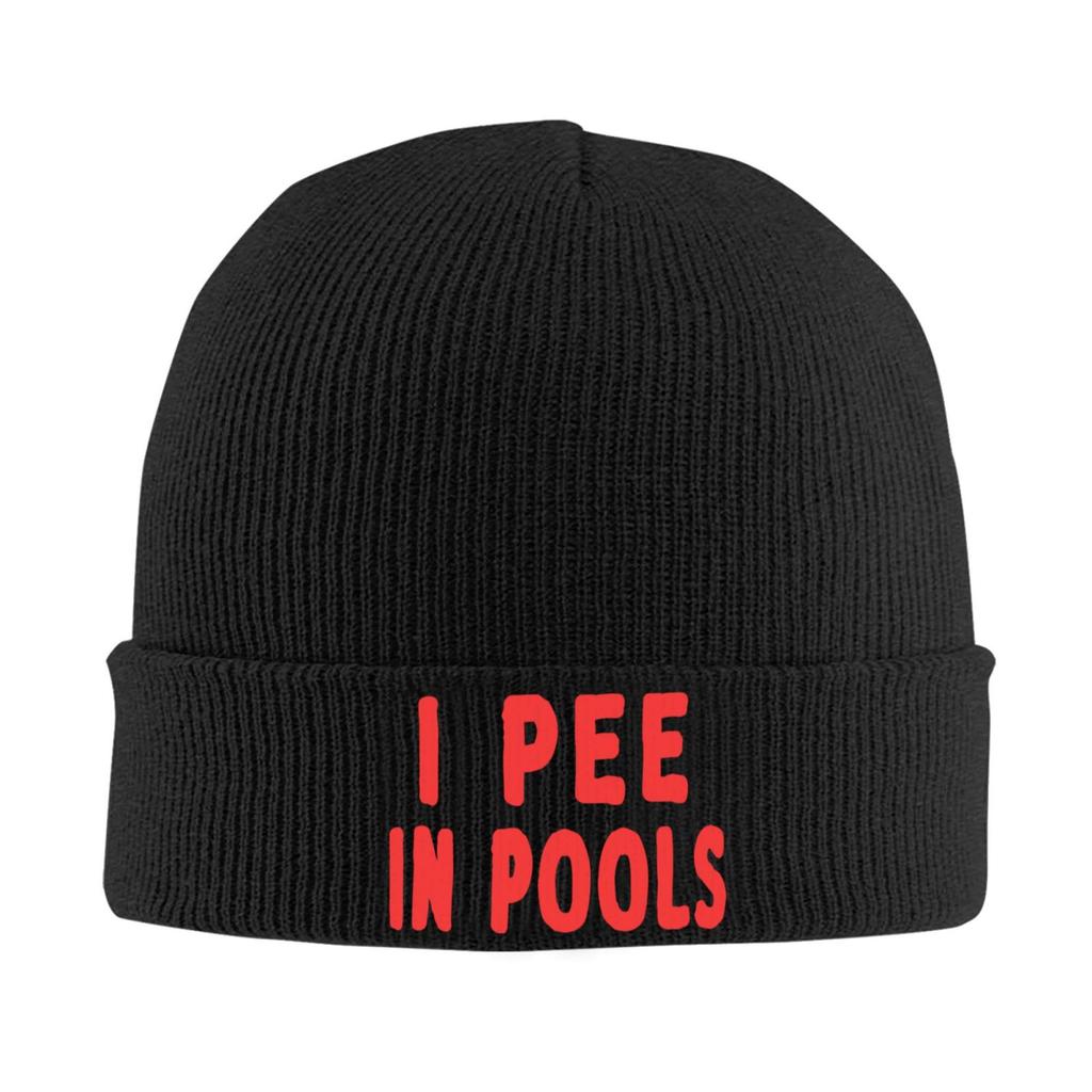 I PEE IN POOLS Warm Knitted Cap Autumn Winter Outdoor Beanies Hats for Unisex Skull Knitted Hat