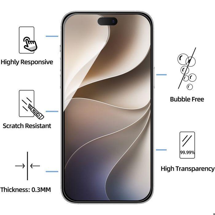 4 Verre Trempé pour iPhone 18 Pro Max, Protection Anti-Rayures 9H Résistant Transparent