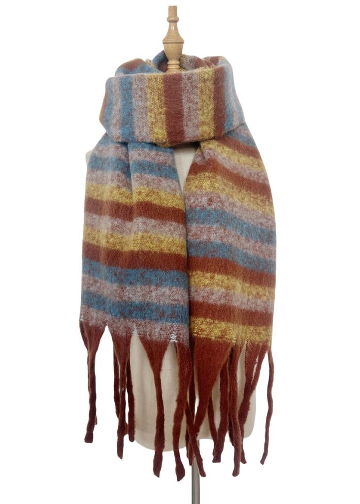 Women's Vintage Scarfs Winter Casual Scarf Stripe Shawl Wraps Poncho Blanket Fringe Soft Warm Thick Blanket Scarfs Chunky Long Shawl Scarves for Women