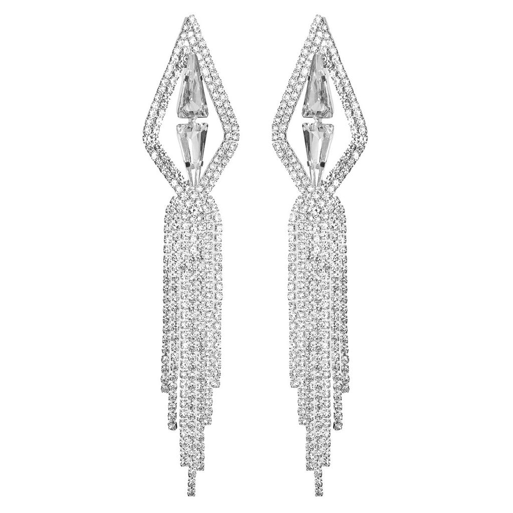 Geometrisches Design Flash Diamant Lange Fransenohrringe