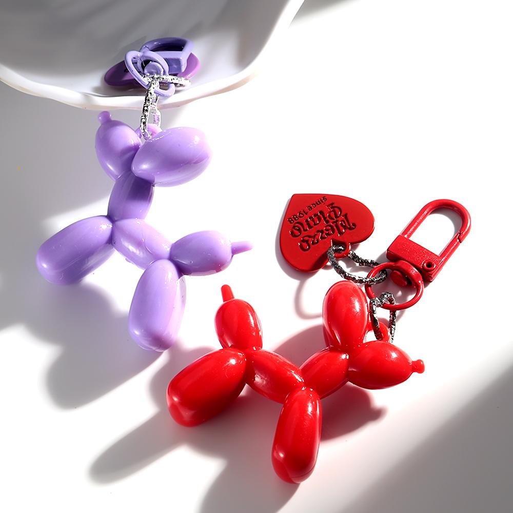 Funny Colorful Balloon Dog Car Keychain Clip Bag Charms for Women Cute Acrylic Puppy Keyring Phone Decoration Accessories Gifts