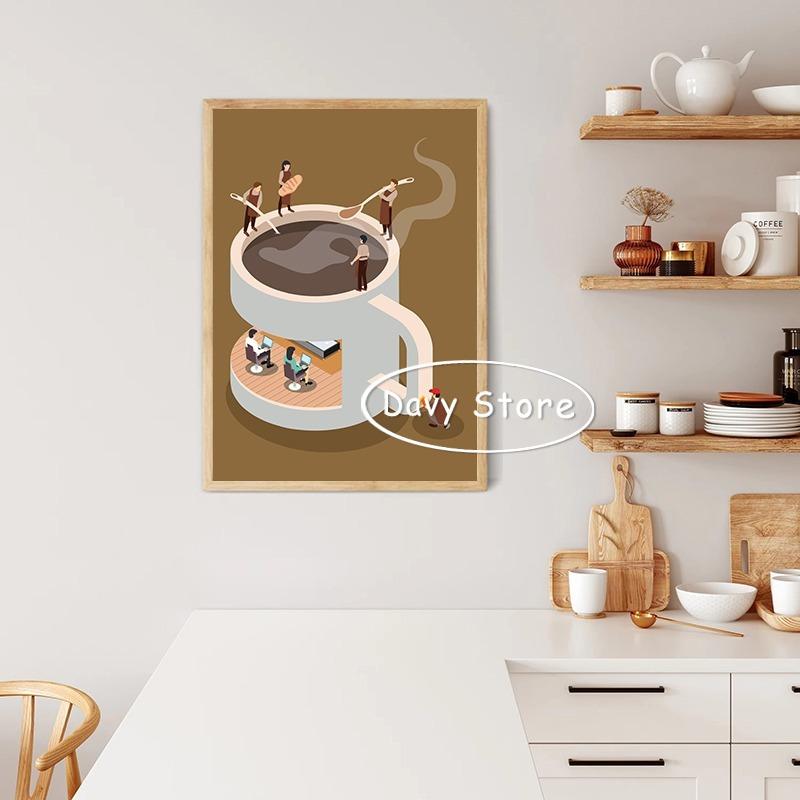 Coffee Beans Coffee Cup Espresso Poster and Print Canvas Painting Wall Art Picture for Coffee Bar Cafe Home Decor Cuadros