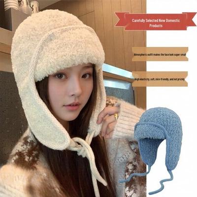 Fashionable & Warm Korean Woolen Earflap Hat for Women - Autumn/Winter, Large Head Size, Knitted Lei Feng Style