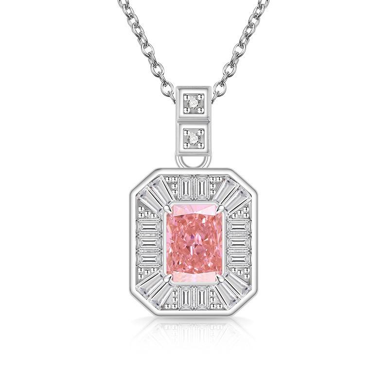 2026 Colored Treasure Ice Flower Cut No Matter Brand Necklace Super Flash High Carbon Diamond Plated Real Gold Pendant