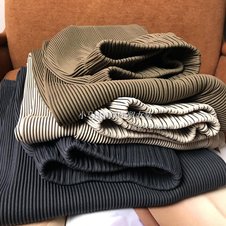 

2024 Spring/Summer Women s High Waist Striped Wide Leg Pleated Pants Large хакі