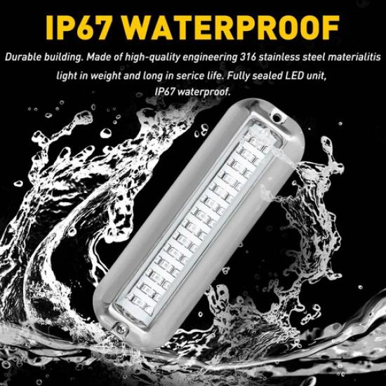 42 LED Green 316 Stainless Steel Underwater Boat Transom Marine Lights Pontoon