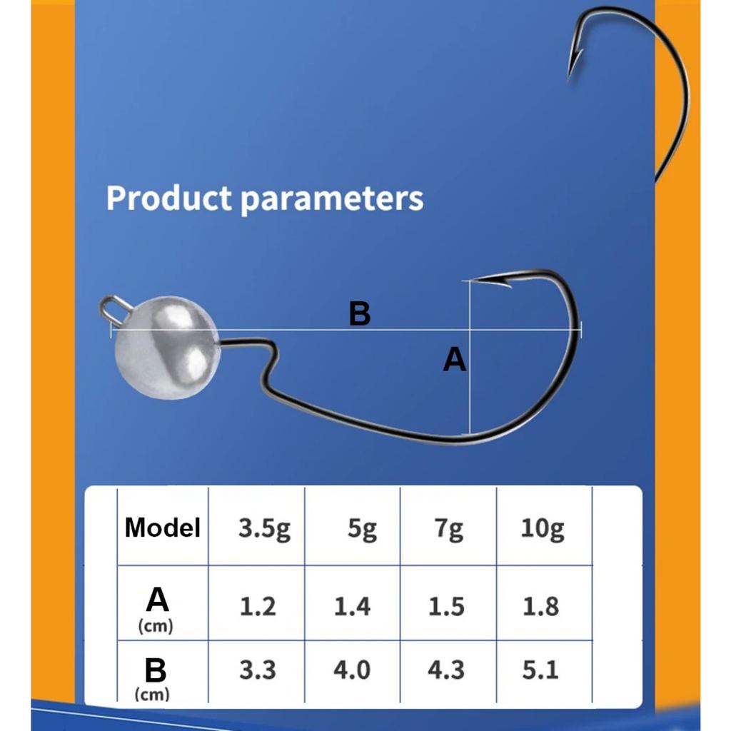 5Pcs 3.5g 5g 7g 10g Exposed Jig Head Fishing Hook Soft Worm Fishhook Jigging Crank Hook Bass Pike Fishing Tackle