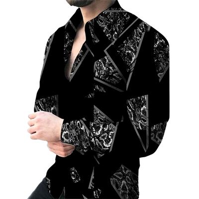 Black Men's Shirt 3D Print Shirt Long Sleeve Sports Shirt