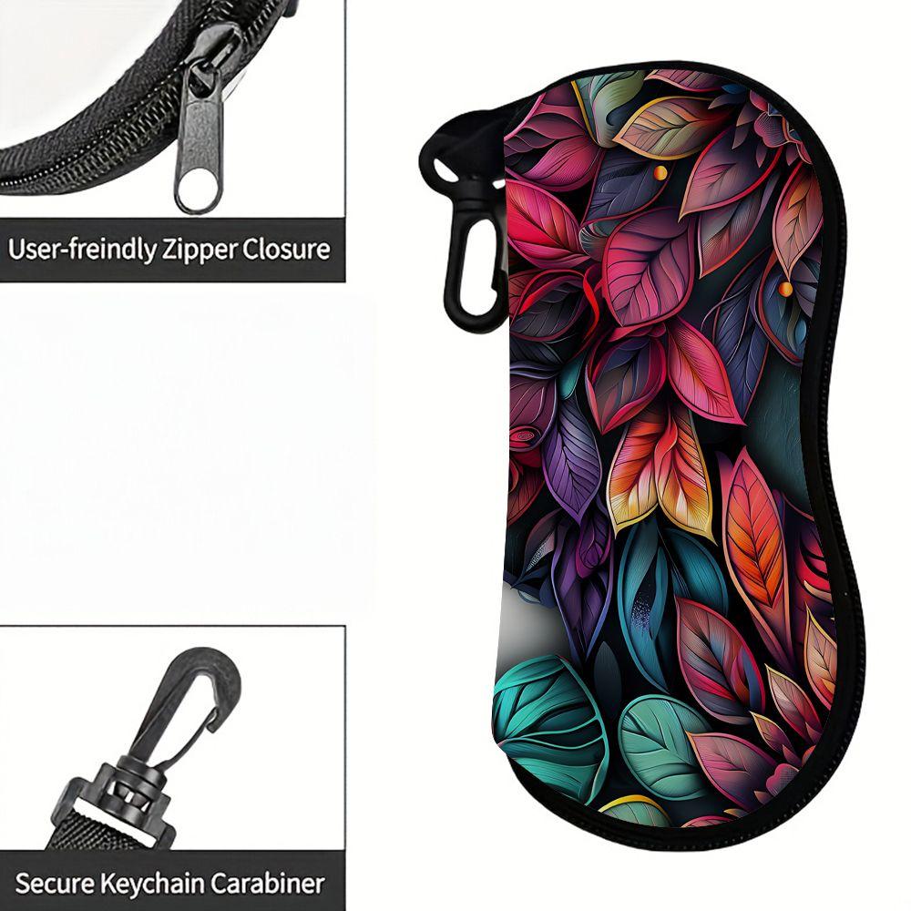 Bohemian Floral Pattern Zipper Sunglasses Case, Vibrant Artistic Botanical Eyeglasses Holder, Protective Spectacle Travel Box for Women Gifts
