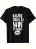 Men'S Funny Rugby T-Shirt - Salads Don'T Win Scrums Slogan & Rugby Graphic - Crew Neck Tee, All