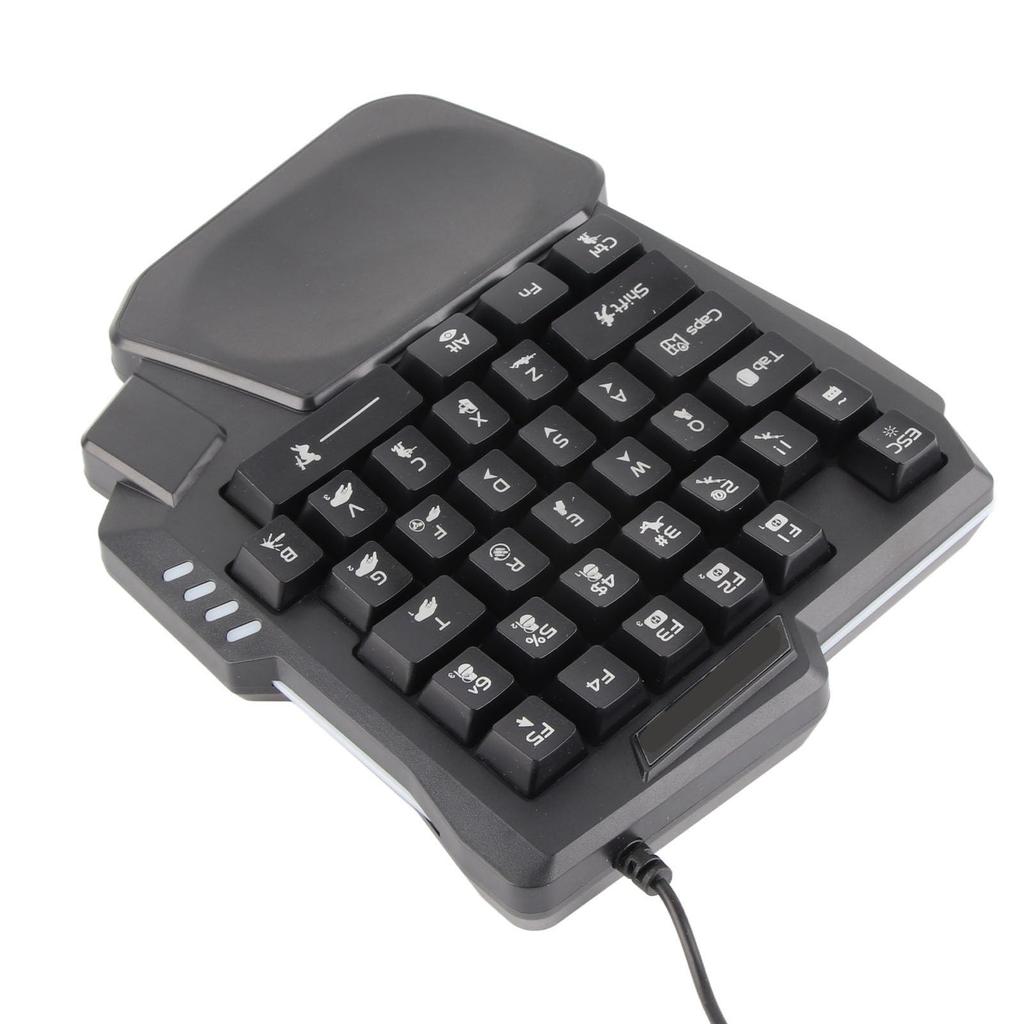 35-Key One-Handed Gaming Keyboard, Waterproof and Anti-Slip Design, Wide Palm Rest, Black One-Handed Keyboard for Computer and Mobile Games – K13