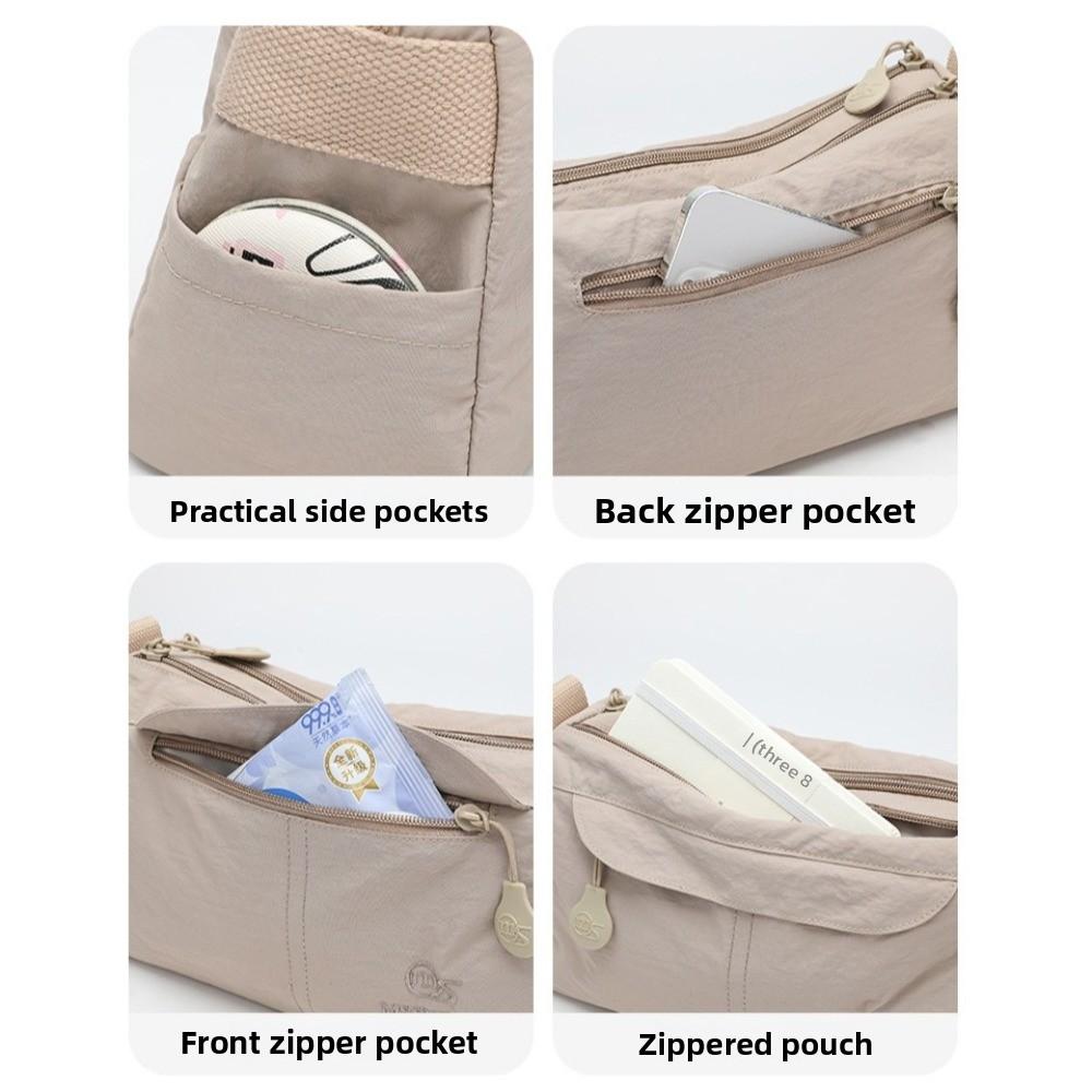 New Nylon Crossbody Bag Multipocket Waterproof Phone Pouch Solid Color Lightweight Messenger Bag Women