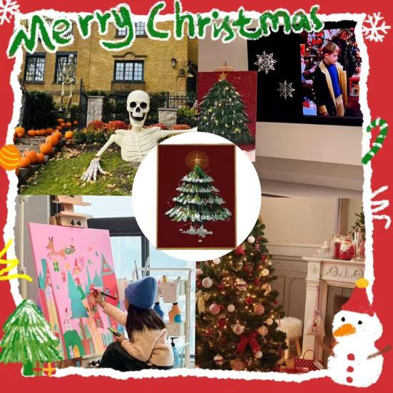Christmas Tree DIY Painting Xmas Paint-by-Numbers Kit Canvas Paints Included Holiday Themed Painting Set for Adults Festive Home Decor Christmas Gift