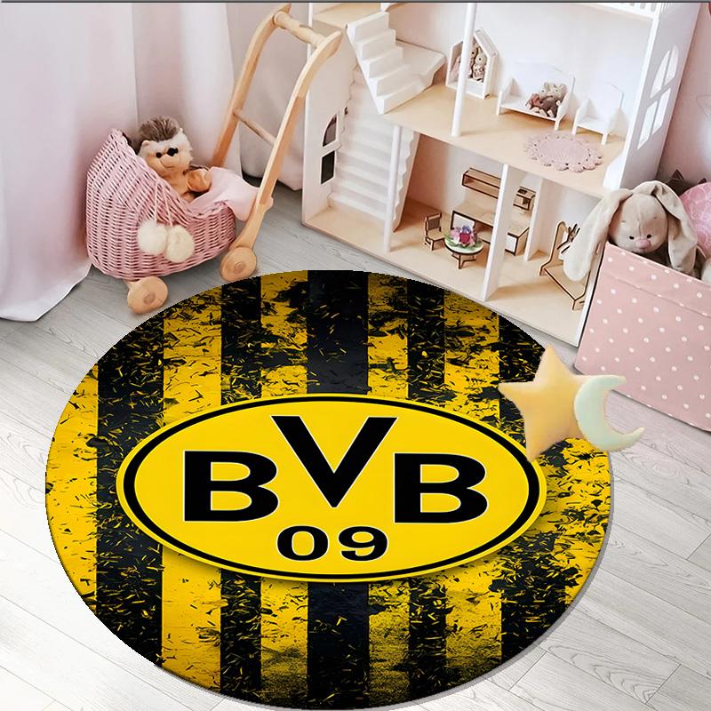 1 buc. covor rotund Design Minge de Fotbal Bvb Covor Rotund pentru Zonă Imprimat, Covor pentru Casă Birou, Covor Rotund pentru Scaun, Covor Decorativ Cadouri pentru Fani Cadou de Crăciun