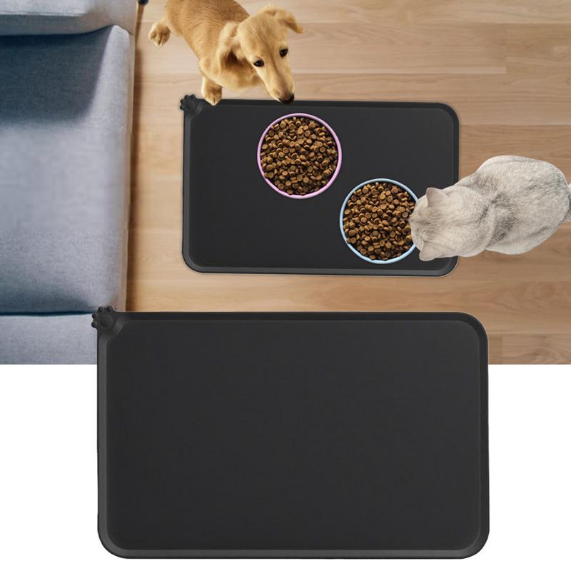 18.9X11.8in Non-Slip Silicone Pet Feeding Mat Waterproof Dog Bowl Placemat Quick-Dry Cat Food Tray Mat Small Animal Accessories