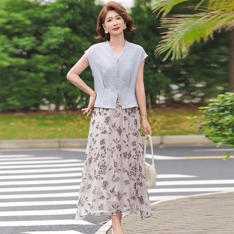 Elegant Floral Two-Piece Summer Set L