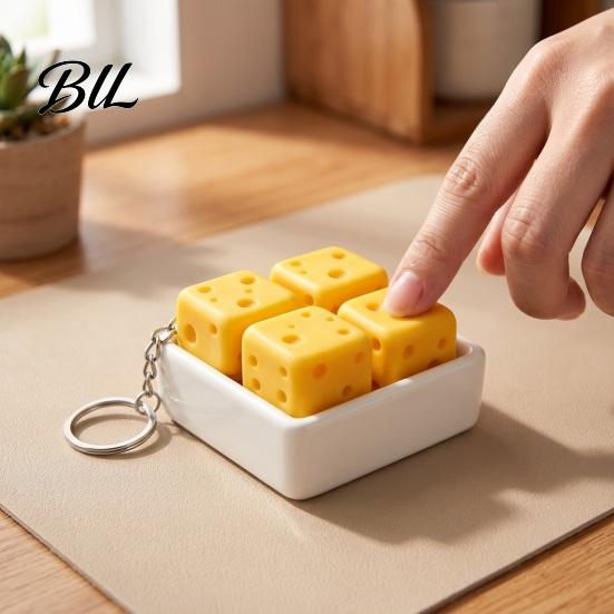 3D Printed Cheese Clicker Toy, Portable Cube Fidget Office Desk Gadgets Sensory Anxiety Relief Gadget for Adults and Kids PLA Toy