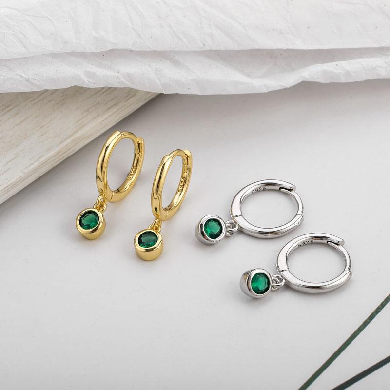 Silver Color Green Zircon Hoop Earring for Women Small Hoop Earrings Jewelry Gifts