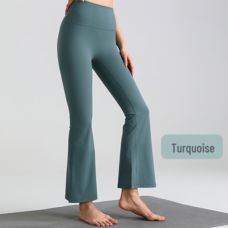 Nude Feel Slim-Fit High Elasticity Petite Micro-Flare Yoga Pants with Optional Logo for Women