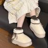 Fashion Women Winter Warm Slippers Indoor Street Snow Boots Soft Faux Fur Thick Sole Girls Home Floor Shoes Cute Lace-up Walking Boot