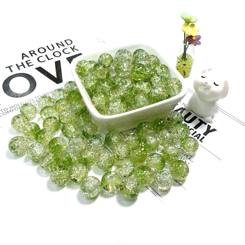 10mm Crackle Glass Round Beads, Loose Spacer Beads DIY Accessories for Bracelet Making 50pcs