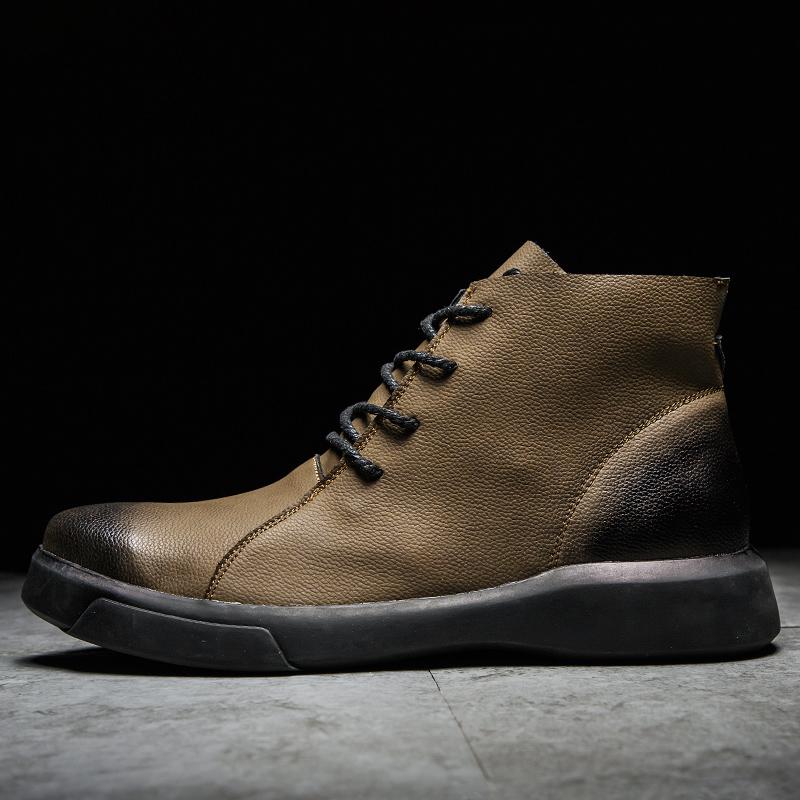 Brand New Winter Men Work Boots Fashion Lace-up Ankle Boots Designer Leather Warm Plush Men Boots Autumn Outdoor Men Shoes