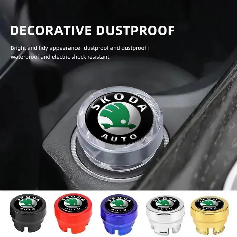 ABS Car Cigarette Lighter Dust Cover Dustproof Cap Plug for Skoda Logo VRS Yeti Octavia Kamiq Kodiaq Karoq Superb Fabia Rapid ndf500