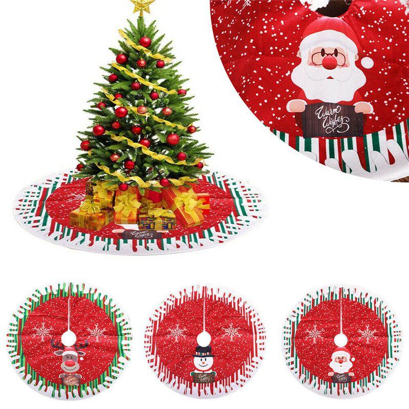 Festliche 80cm Weihnachtsbaumdecke mit Weihnachtsmann, Rentier, Schneemann Ornamenten