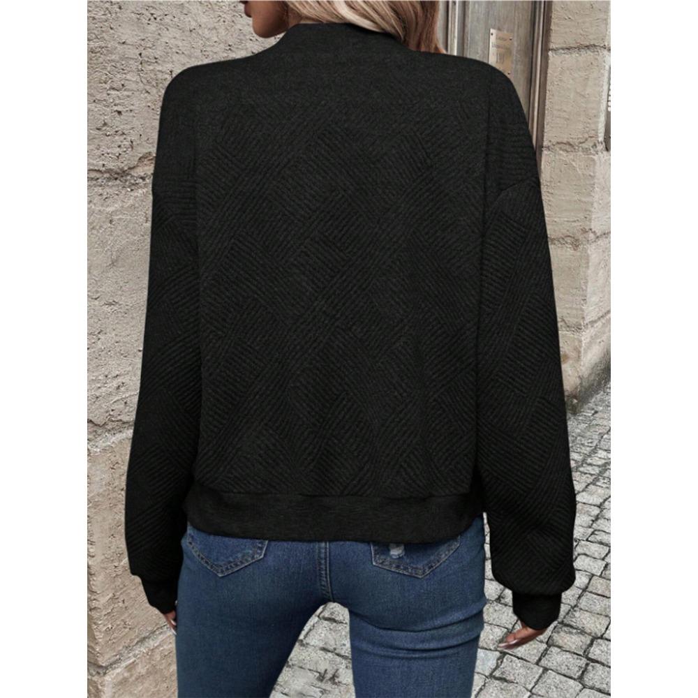 Spring and Autumn Women's New Fashion Checkered Zipper Round Neck Long Sleeve Coat for Women