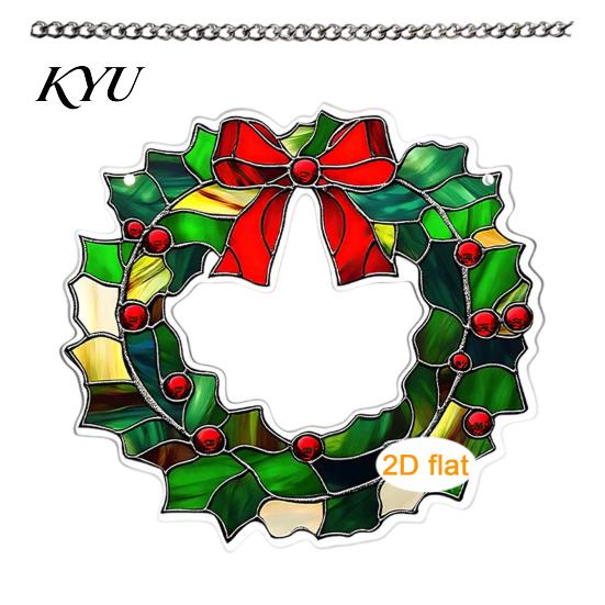 Christmas Tree Accessories Acrylic Garland Pendant, Double-sided Wreath Hanging Ornament, Lightweight Ornaments Decor with Lanyard for Holiday