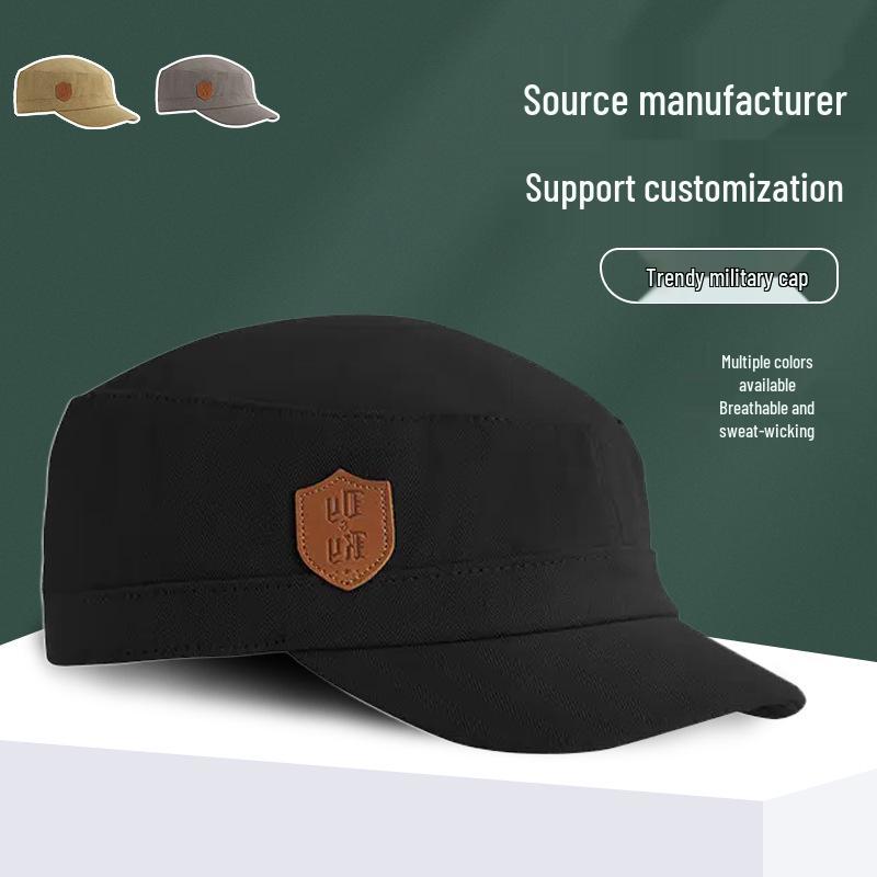Korean Style Unisex Flat Top Sun Hat - Spring/Summer Casual Outdoor Military Cap