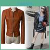 Vintage Leather Jacket For Women With Zipper Closure For Casual Wear