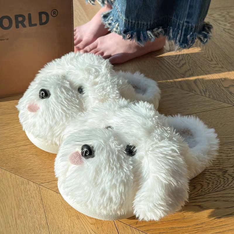 Puppy cotton slippers women's 2025 new indoor home winter warm non-slip student dormitory stepping on shit cotton mop
