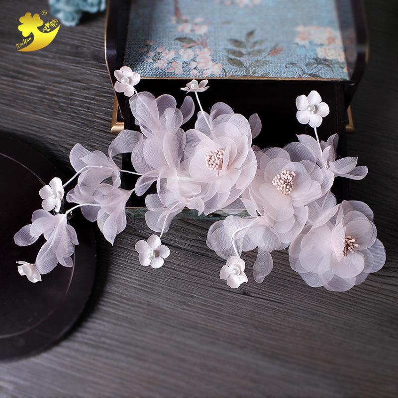 Elegant Pink Silk Flower Hair Clip: Mori-Style Headdress for Brides and Photo Styling