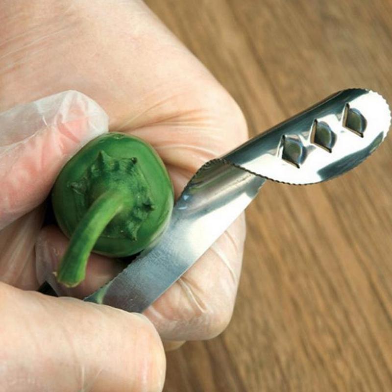 Stainless Steel Pepper Corer Knife Creative Bitter Cucumber Chili Vegetable Fruit Fast Seed Remover Cutter Kitchen Gadgets