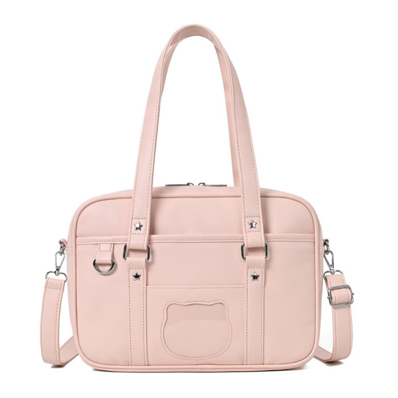 

Cat head jk uniform bag Japanese versatile pu college commuter women s bag animation two-dimensional oblique span shoulder jk bag розовый