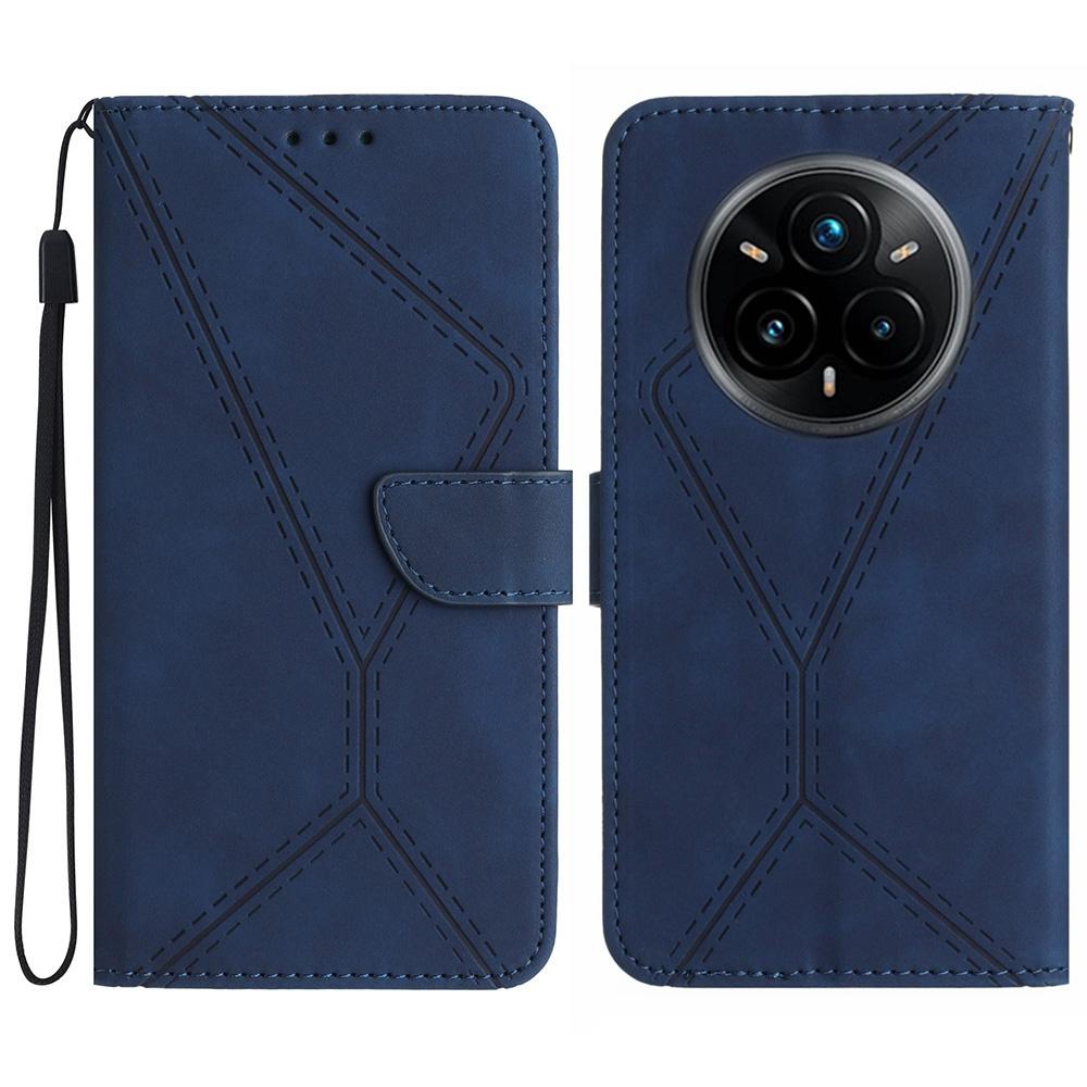 For Realme 14 Pro+ 5G Case Skin Touch Lines Imprinted PU Leather Flip Phone Cover
