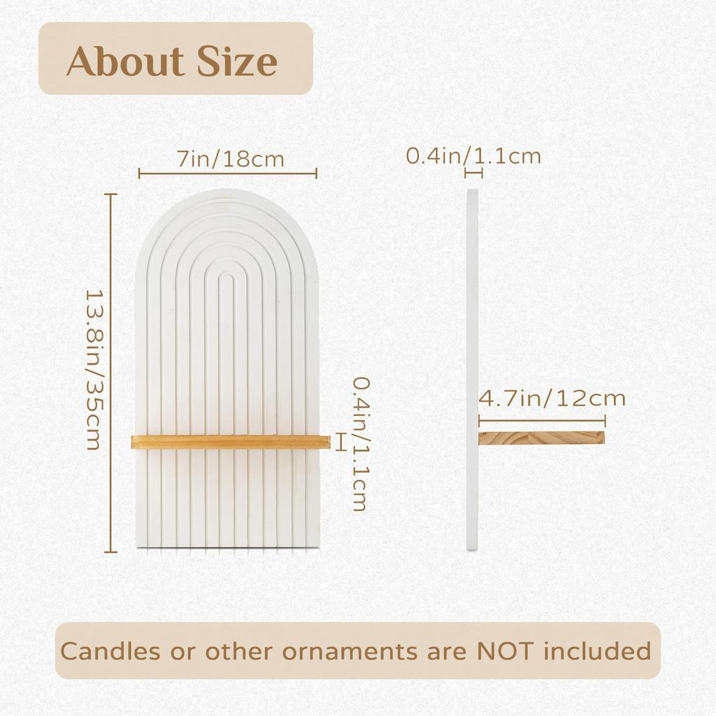 Candle Holder Boho Decor Wooden Rainbow Wall Shelves for Office Living Rooms