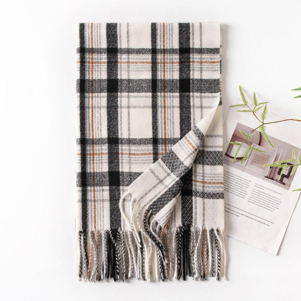 New Autumn and Winter Scarf for Women Winter High End Scarf Korean Style Thickened and Warm Imitation Cashmere Plaid Shawl