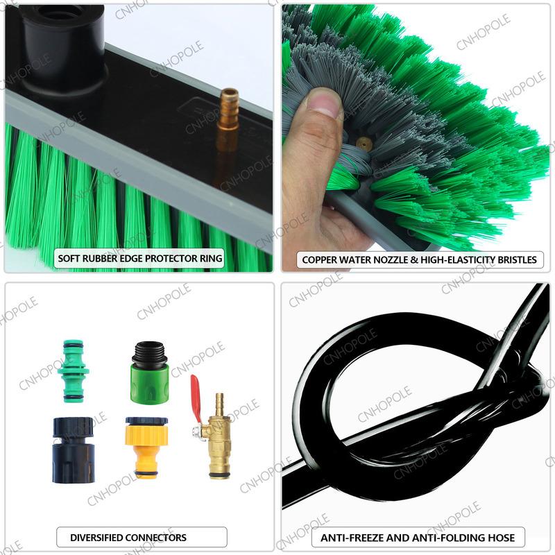 30/36/42FT Telescopic Extension Water Fed Pole Brush Kit for Window/Photovoltaic Solar Panel Cleaning Washing Tool