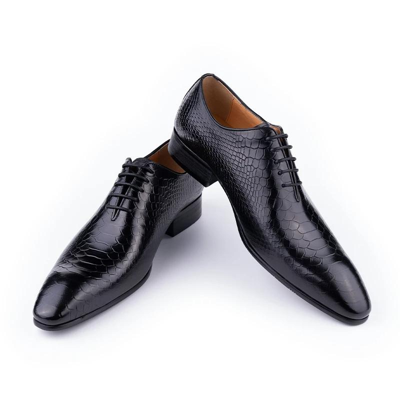 Fashion Luxury Shoes Genuine Leather Men Shoe For Office Dress Suits Oxford Metal Buckle Business Work Black Coffee Lace-up Handmade Man