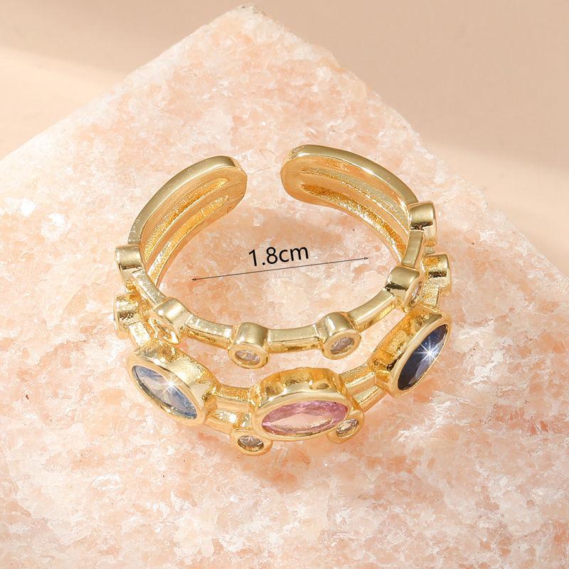 GemChic Women's Ring Exquisite Cool Multi-Layer Colorful Zircon Ring Ladies Opening Adjustable Ring Birthday Christmas Jewelry Gift