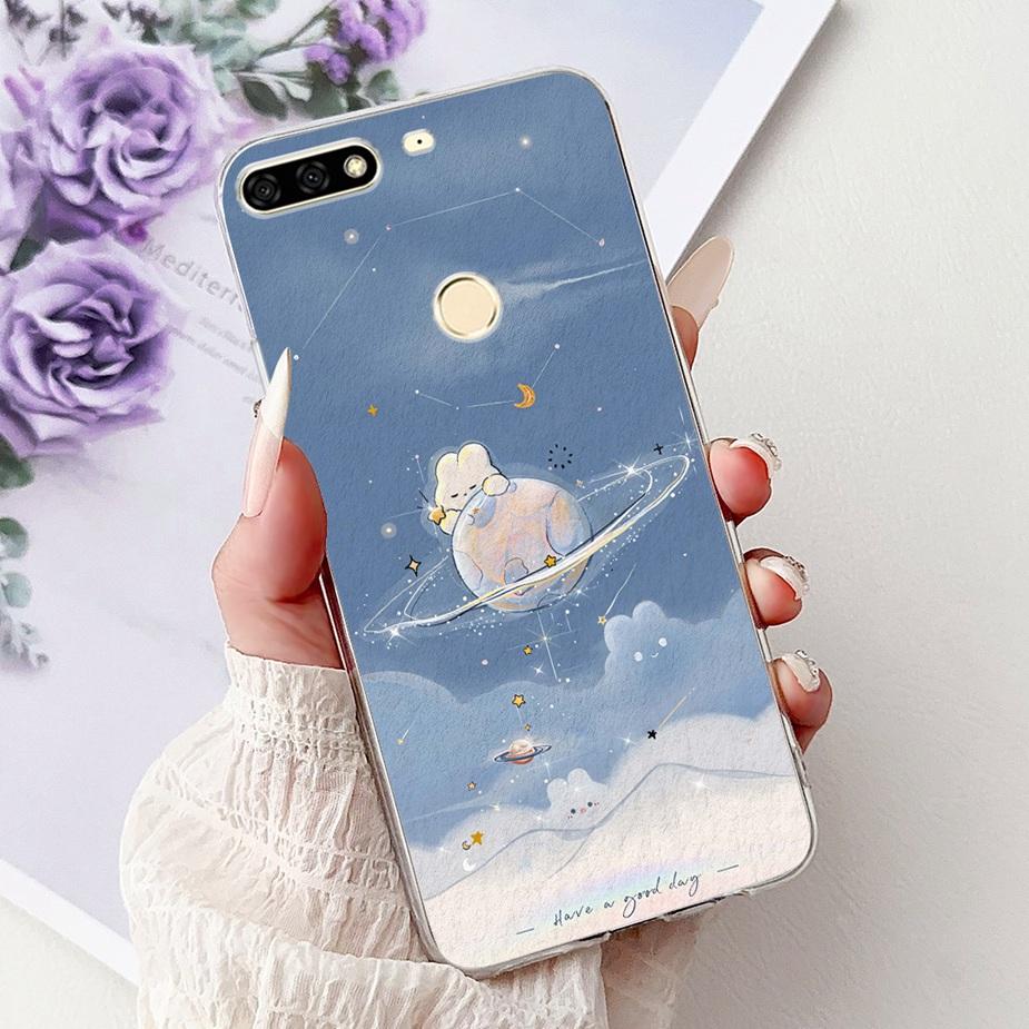 For Huawei Y7 Prime 2018 Case Nova2 Lite Luxury Painted Cover Soft Slim Phone Case For Huawei Y7 Pro 2018 Y72018 Back Cover Bags