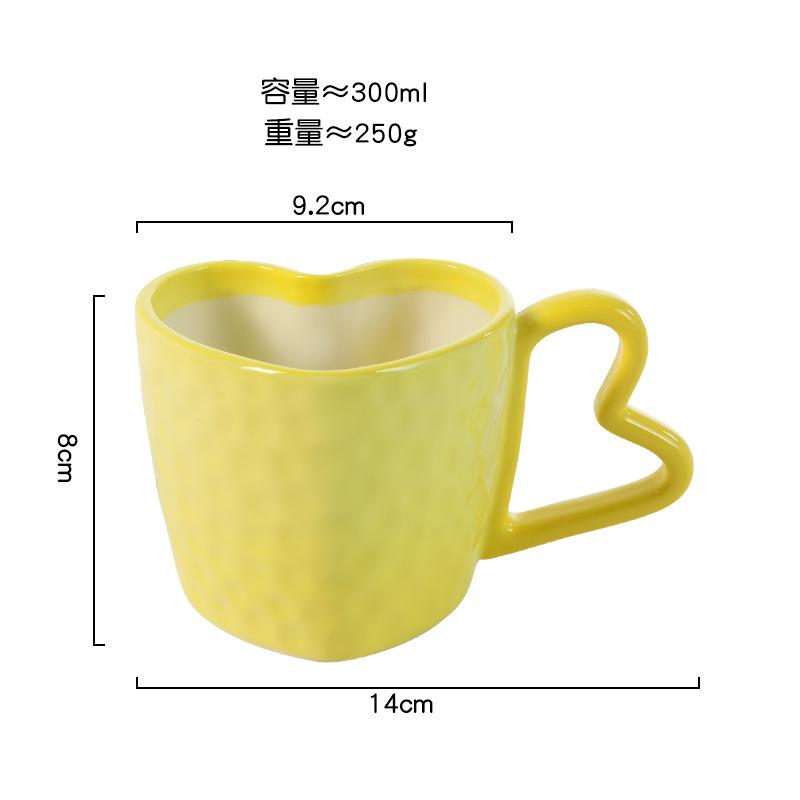 Creative 300ml Hearts Ceramic Coffee Mug Love Handle Couple Mug Afternoon Tea Dessert Tea Cup Drinkware Office Mug Home Decor