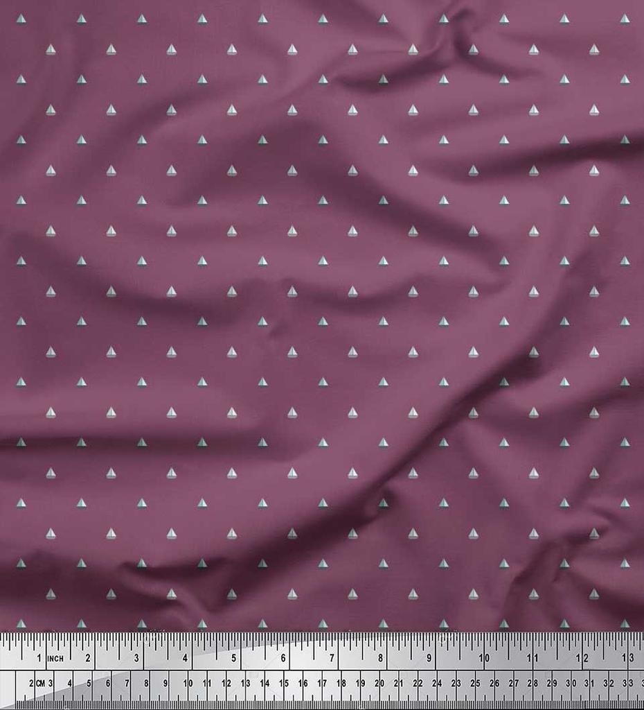 Soimoi Japan Crepe Satin Fabric Sailboat Shirting Fabric Prints By metre 42 Inch