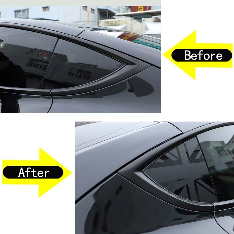 Para Tesla Model Y pegatina decorativa de cristal triangular trasero de material PVC estilo bandera n modificación exterior del coche