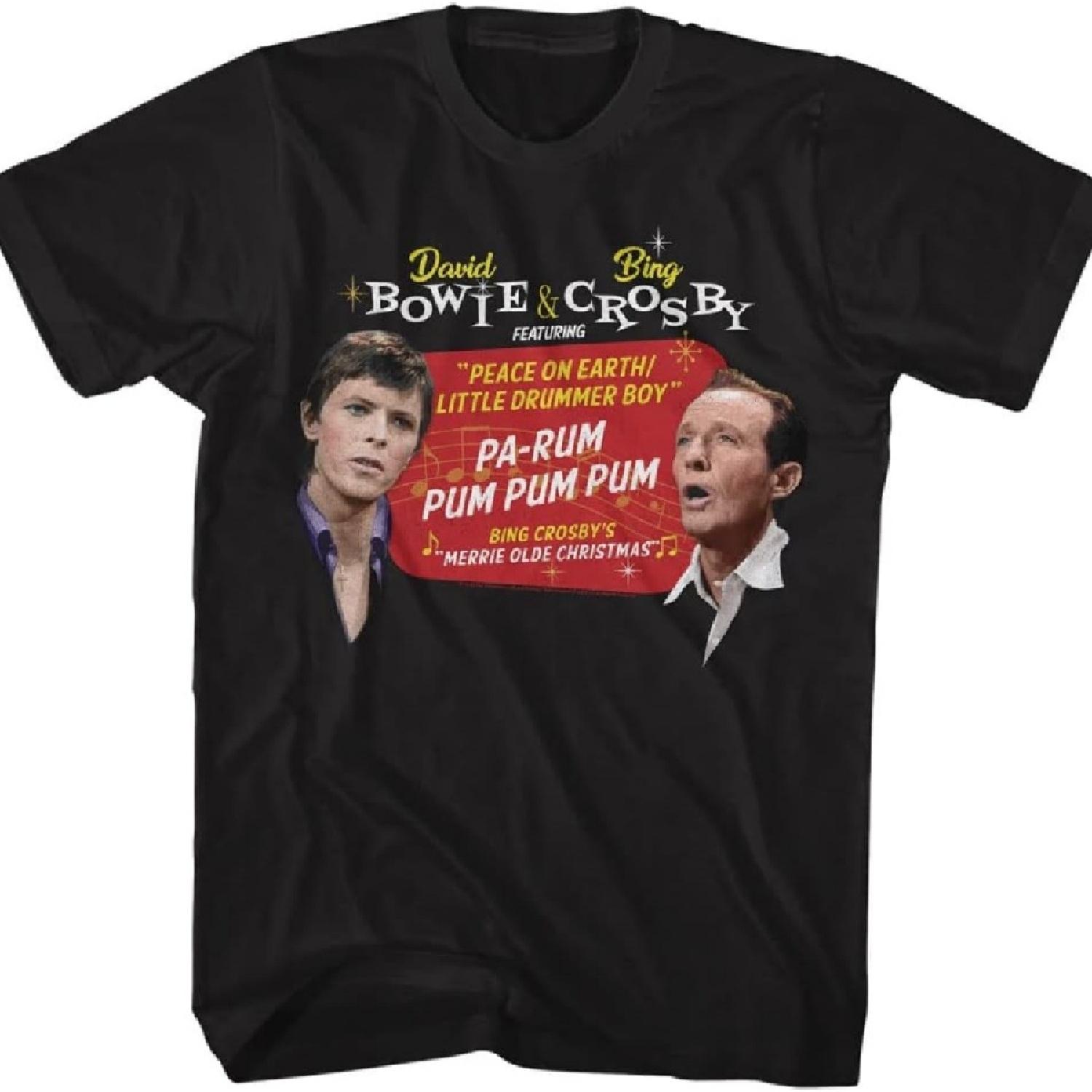 

Bing Crosby and David Bowie Christmas Adult Short Sleeve T Shirt Vintage Style Graphic Tees S