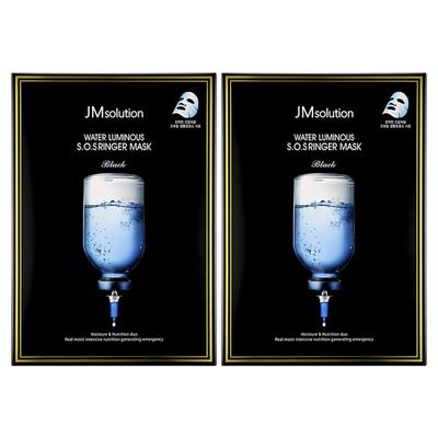 JM Solution Water Glow SOS Ringer Mask Black, 10 Sheets, 2 Pcs