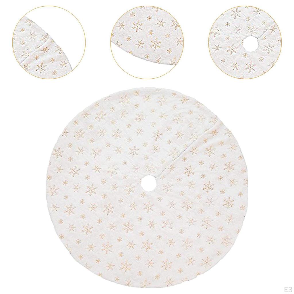 Mini Plush Christmas Tree Skirt 15 Inch Ornament for Living Room Indoor Home Silver Snowflakes