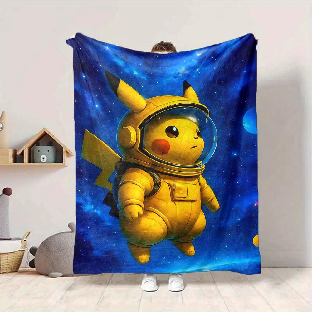 1pc Pikachu Astronaut Blanket Lightweight Flannel Blanket Throw Blanket For Sofa, Bed, Travel, Camping, Livingroom, Office, Couch